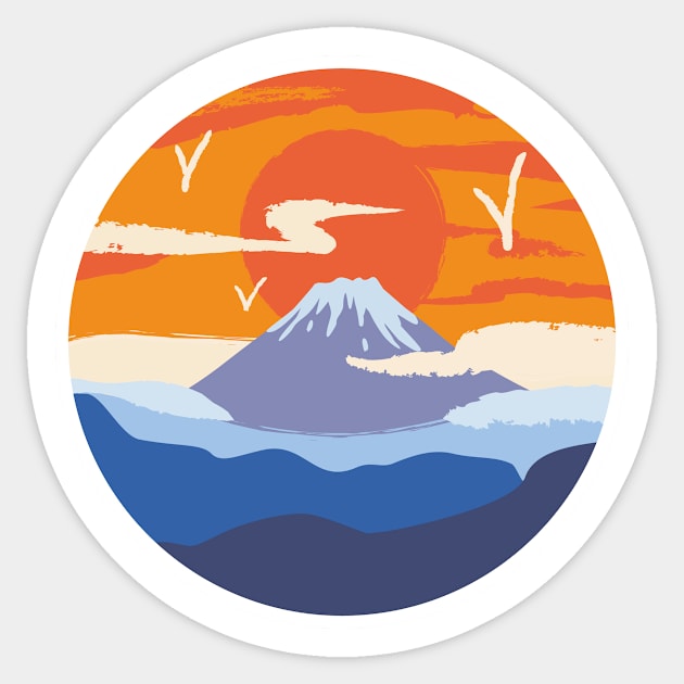 Mount Fuji - Fuji-san Sticker by Vilflo_store